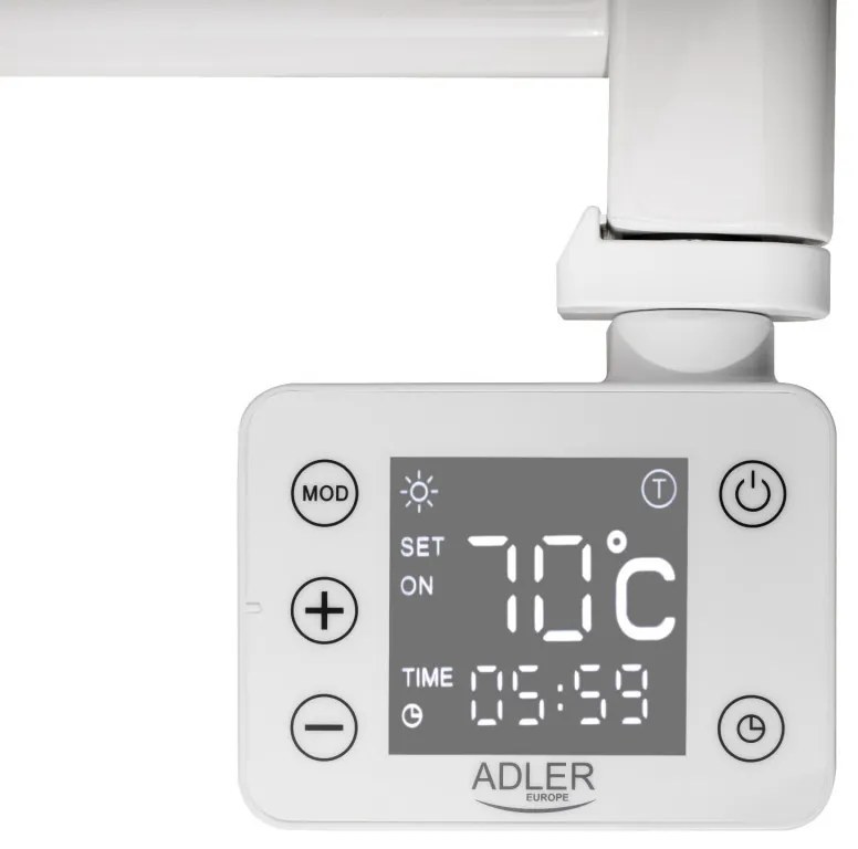 Calorifer pentru baie Adler AD 7824, 600W, 13 elementi, Panou de control LED, IP24, Alb