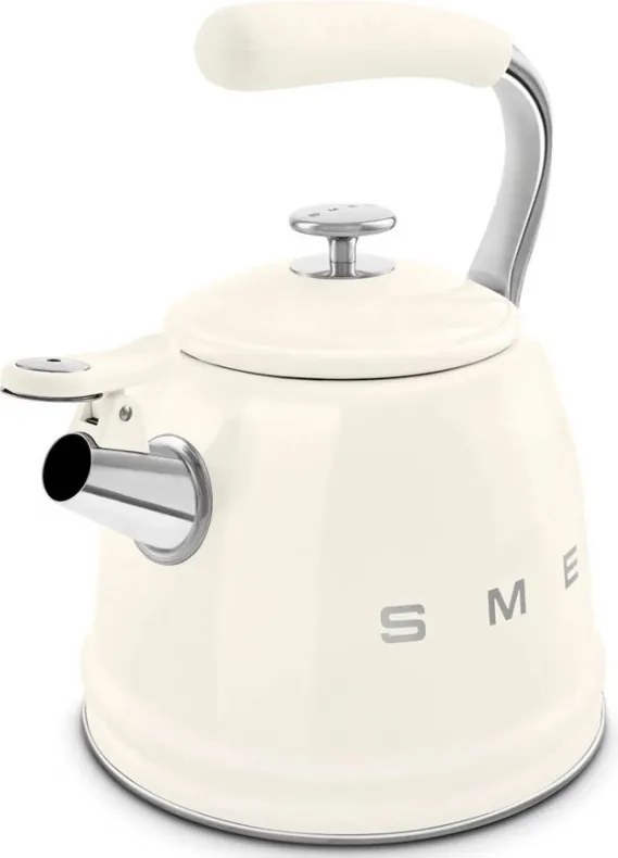 Ceainic cu fluier Smeg WKF01CR, 2,3 l, Inductie, Maner rece, Otel, Crem
