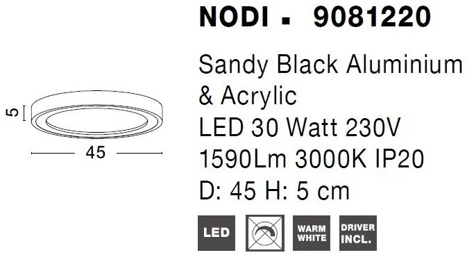 Plafoniera LED design modern Nodi negru 45cm