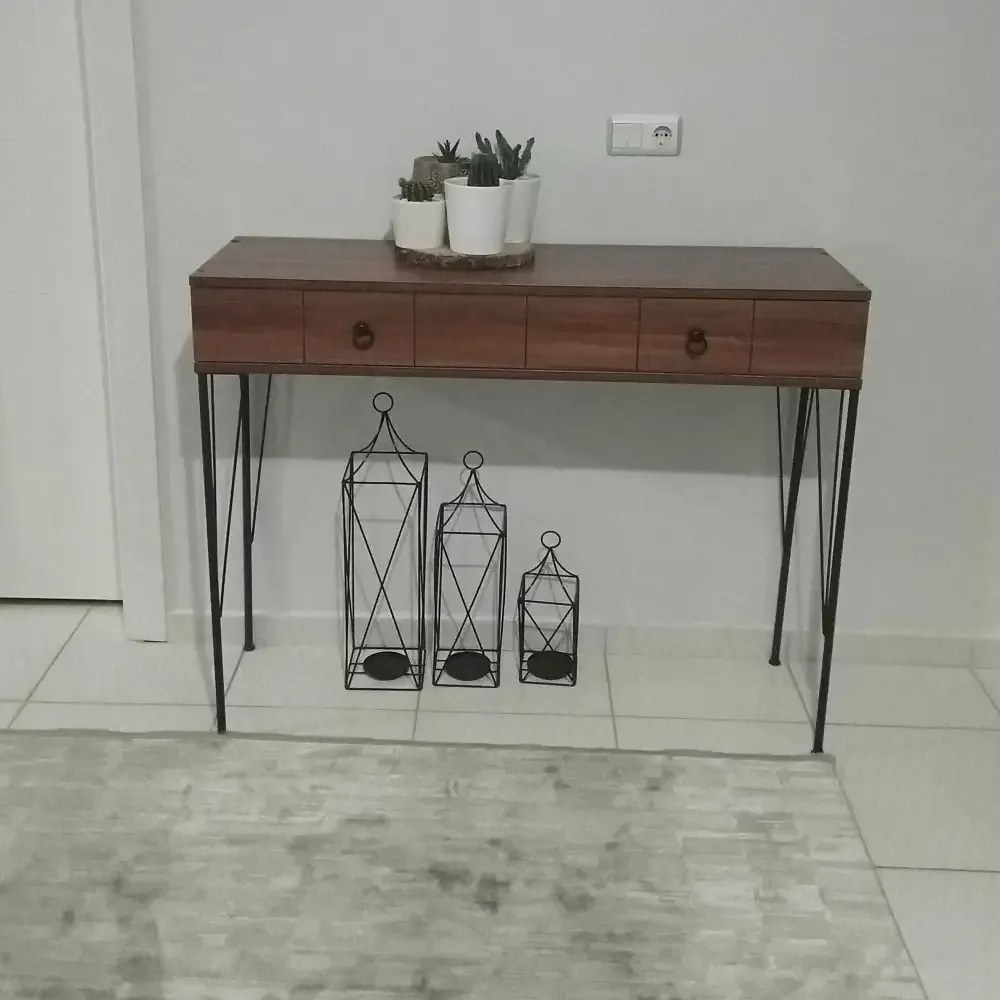 Consola hol Aida cu sertar culoare nuc si negru