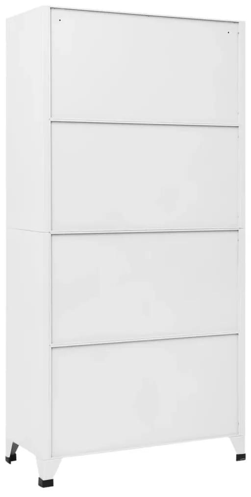 Fiset, alb, 90x45x180 cm, otel Alb, Cu 12 dulapioare, 1
