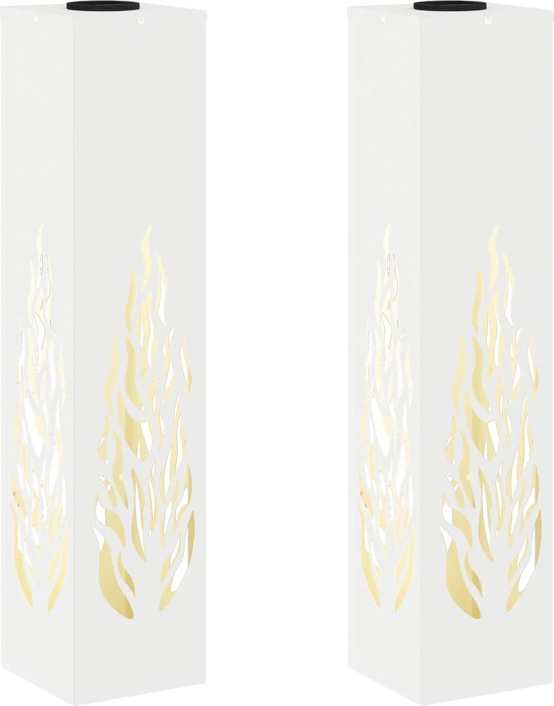 vidaXL Lumină LED Solară pentru Alei 2 pcs Alb Oțel laminat la rece