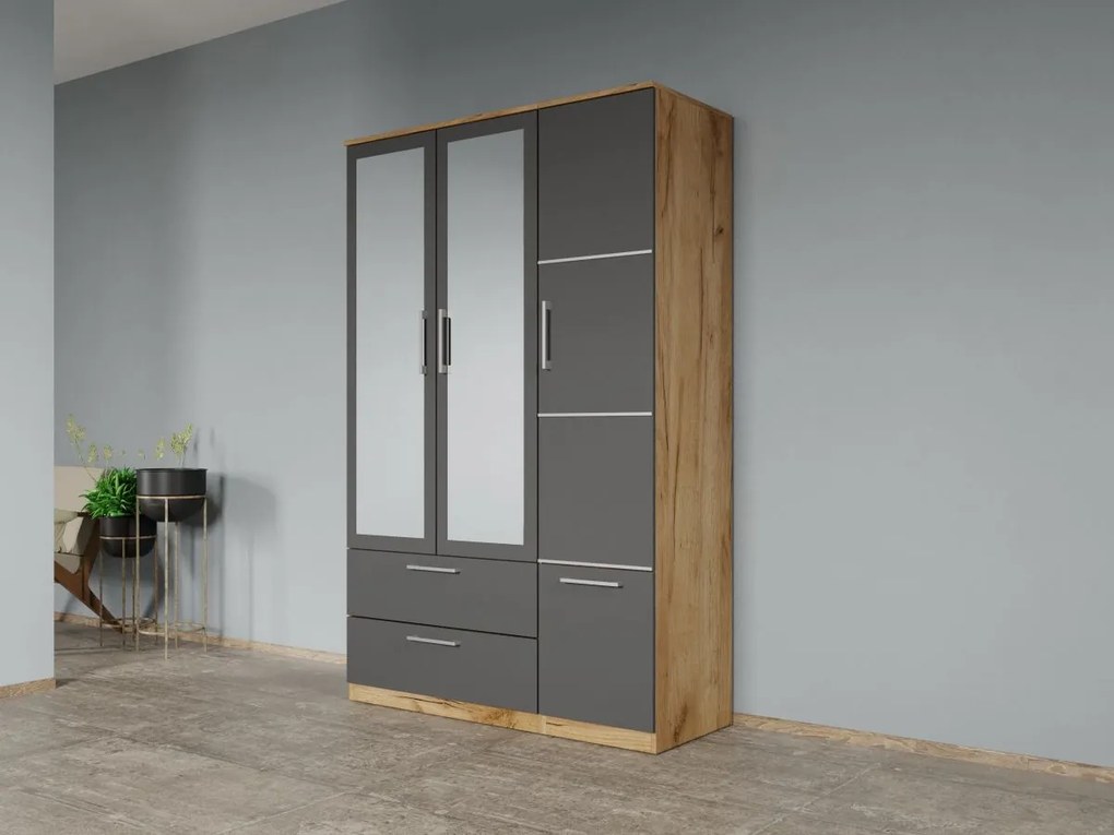 Set mobila dormitor 4 piese Gri/Stejar Adapto C04
