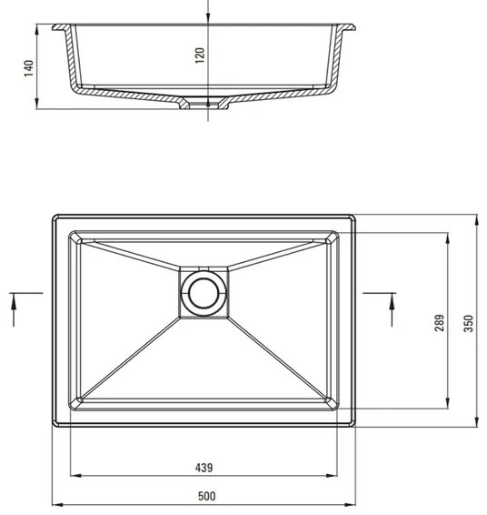 Lavoar sub blat negru Deante Correo 50 cm