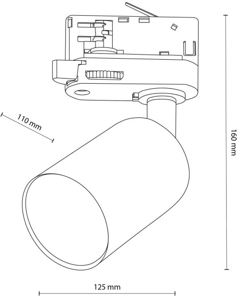 Spot pentru sistem de șină trifazic TOP 1xGU10/10W/230V negru