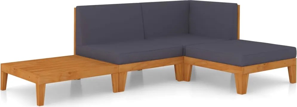 vidaXL Set mobilier de grădină cu perne, 4 piese, lemn masiv de acacia