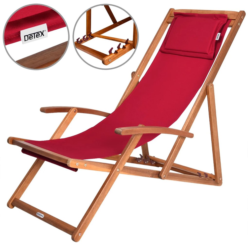 Șezlong de grădină SIENA, 65x87x102cm, roșu Casaria
