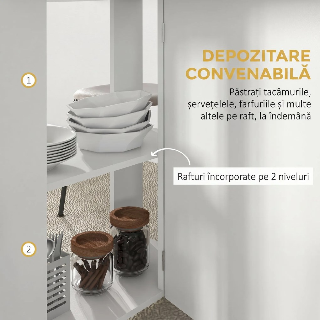 HOMCOM Masă pliabilă de dining pentru 2-4 persoane, 120x60x77 cm, cu 6 roți, 2 polițe, 2 extensii rabatabile, economisește spațiu, albă | Aosom Romania