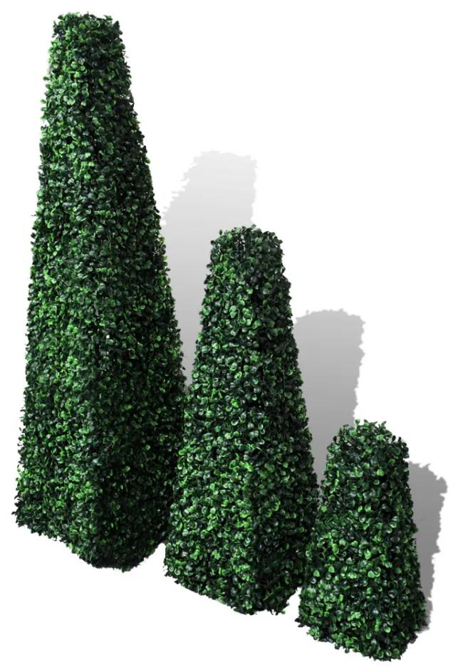 Set 3 arbusti artificiali in forma de piramida