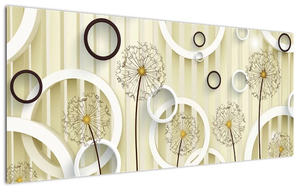 Tablou abstract a păpădiei (120x50 cm)
