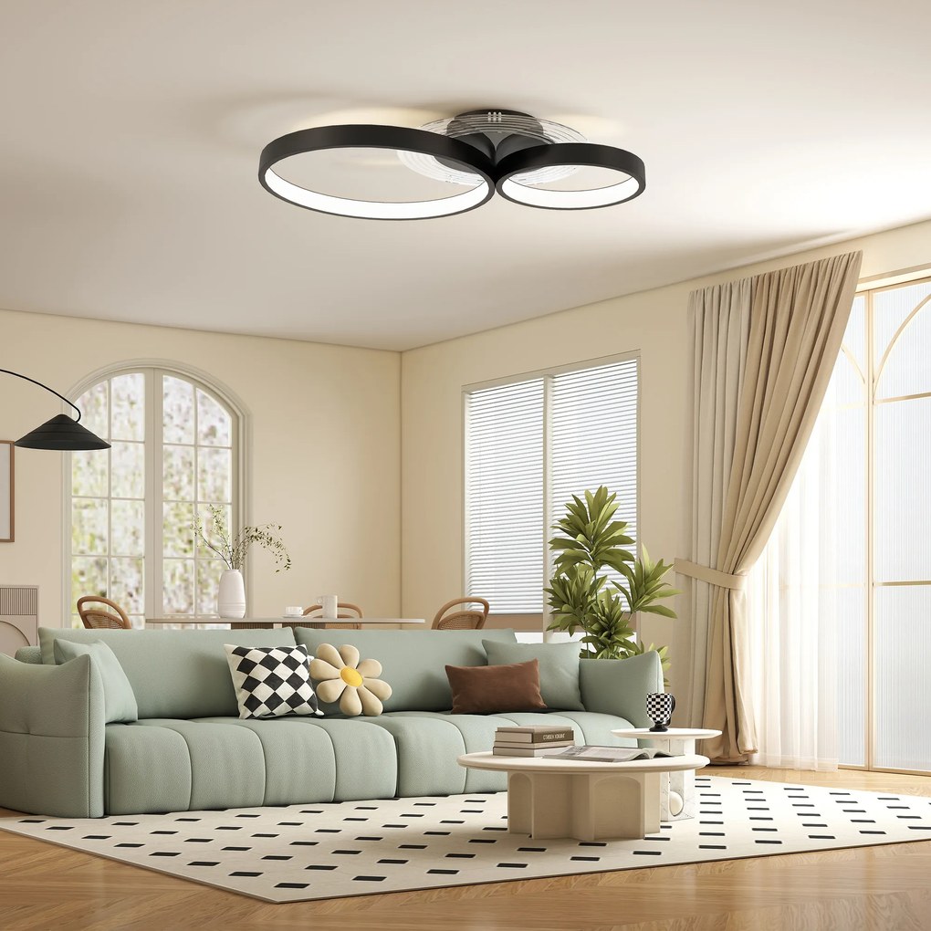 HOMCOM Lampă de tavan LED Modernă cu Intensitate Reglabilă, Putere 40W, Negru | Aosom Romania