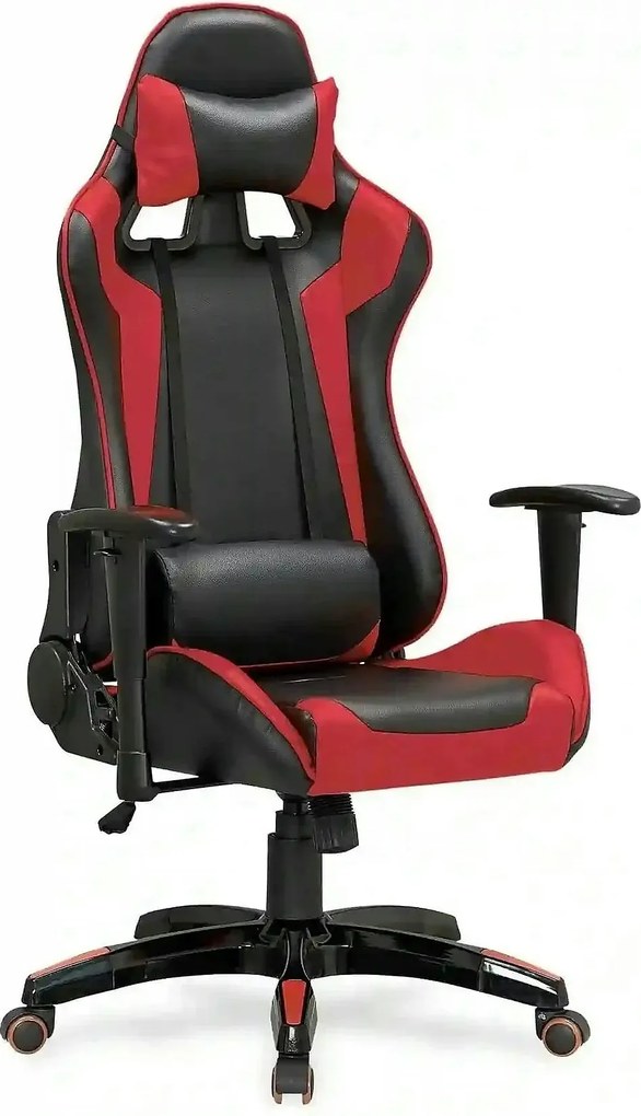 Scaun gaming DEFENDER, rosu/negru, piele ecologica, 68x69x126/134 cm