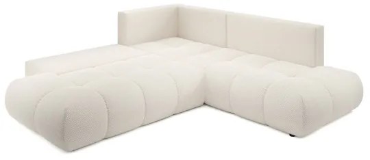 Colțar extensibil ALMADA, tapițat, în L, cu spațiu de depozitare, orientare stânga, bej