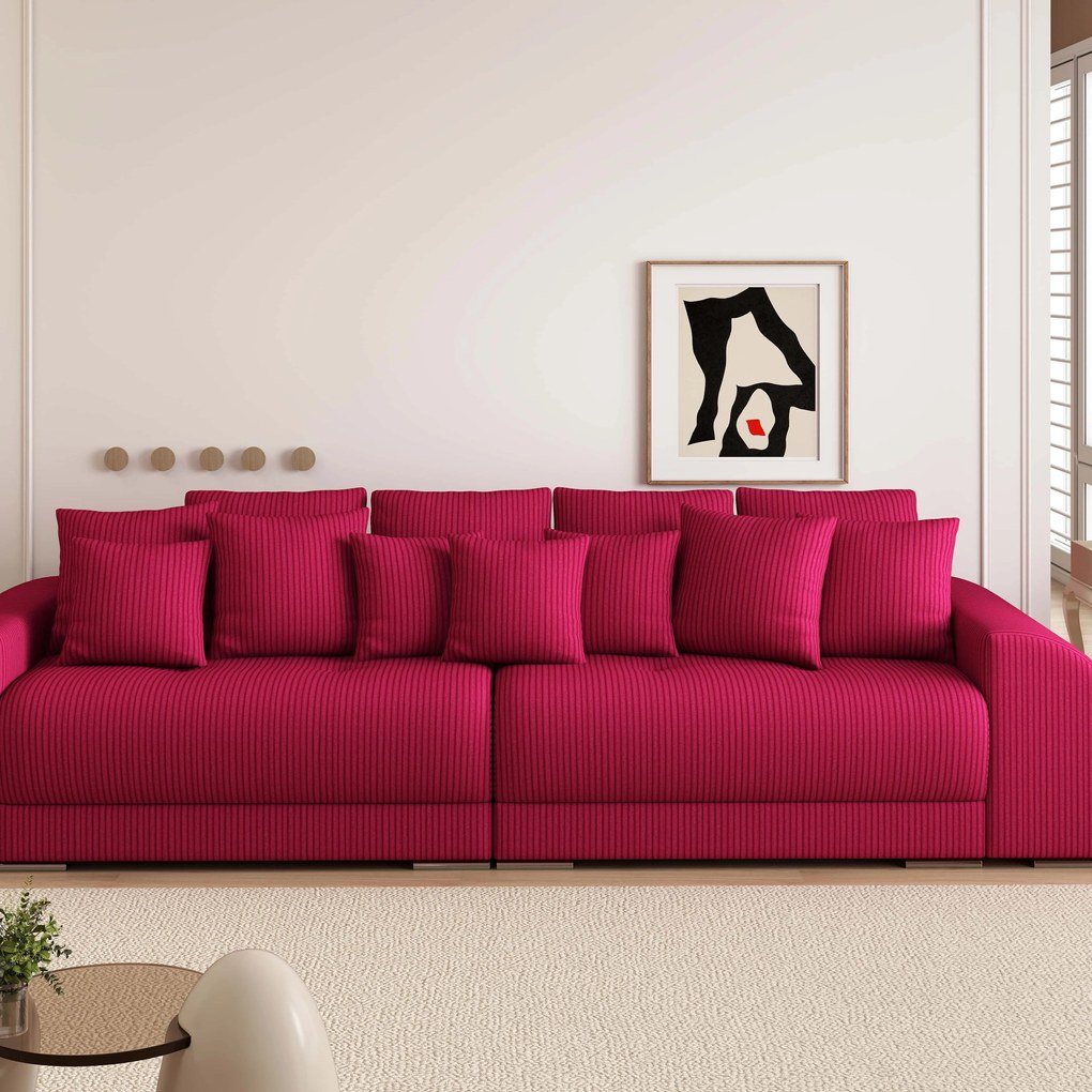 Canapea extensibilă dumonde cu 2 lăzi de depozitare si sezut confortabil din spuma high-density, Verona Zoom Red 310x100 cm