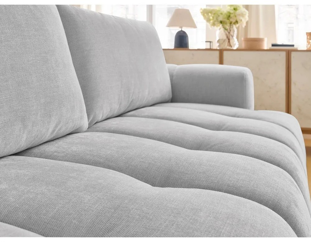 Canapea gri deschis extensibilă/cu spațiu de depozitare 251 cm Fuji – Bobochic Paris