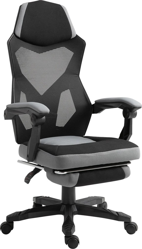 Vinsetto Scaun de Birou Ergonomic Reclinabil cu Suport Picioare Retractabil, Gri | Aosom Romania