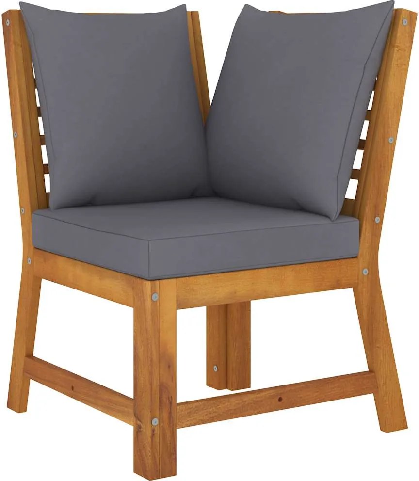 vidaXL Canapea de colț modulară, pernă gri închis, lemn masiv acacia