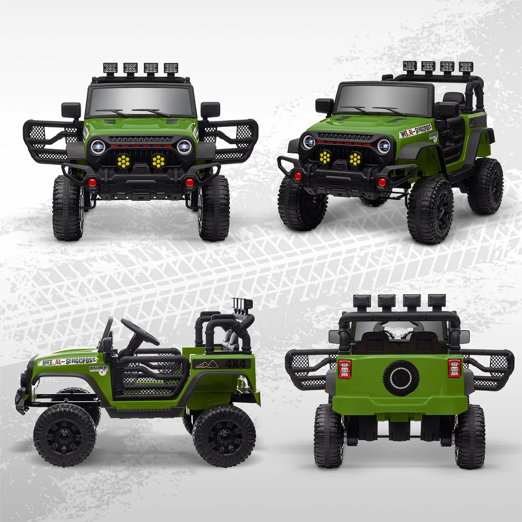 AIYAPLAY Buggy 4x4 mașină electrică pentru copii UTV cu telecomandă 2.4Ghz 2 motoare 12 V verde | Aosom Romania