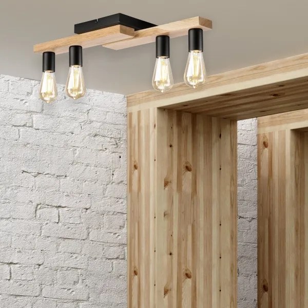 Lustră aplicată MATTE 4xE27/15W/230V negru/stejar