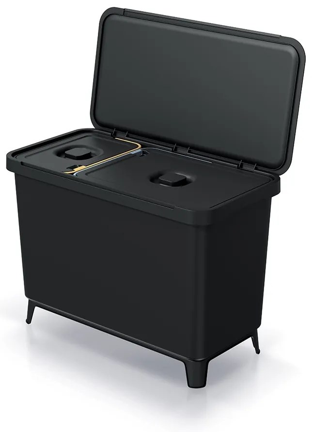 Coș de gunoi, 23 + 10 l, negru