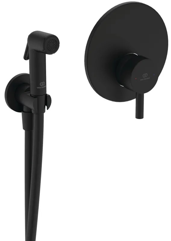 Baterie bideu incastrata, cu dus, furtun si suport, negru mat, Ideal Standard IdealSpray Negru mat