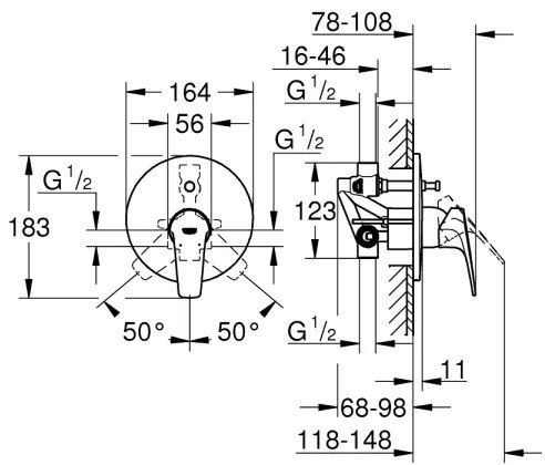 GROHE 29117000 - Baterie pentru cadă LINEARE crom lucios