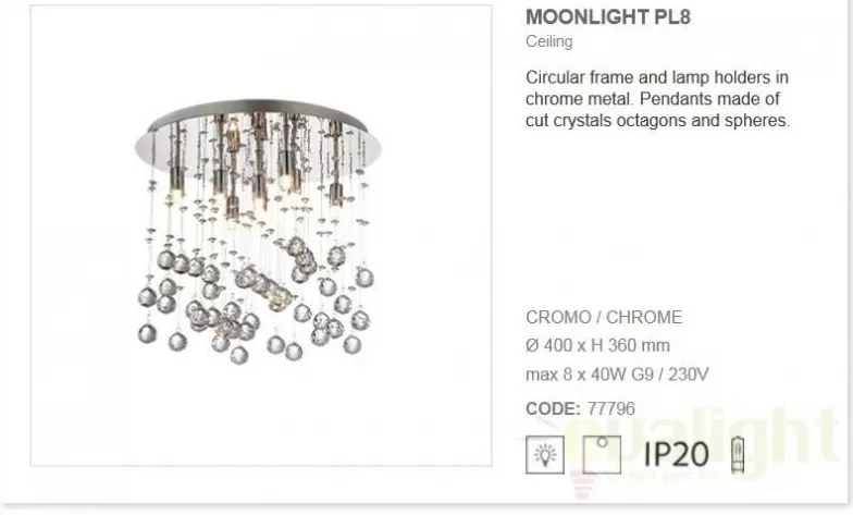 Plafonier cristal Venezian diam. 40cm MOONLIGHT PL8 077796