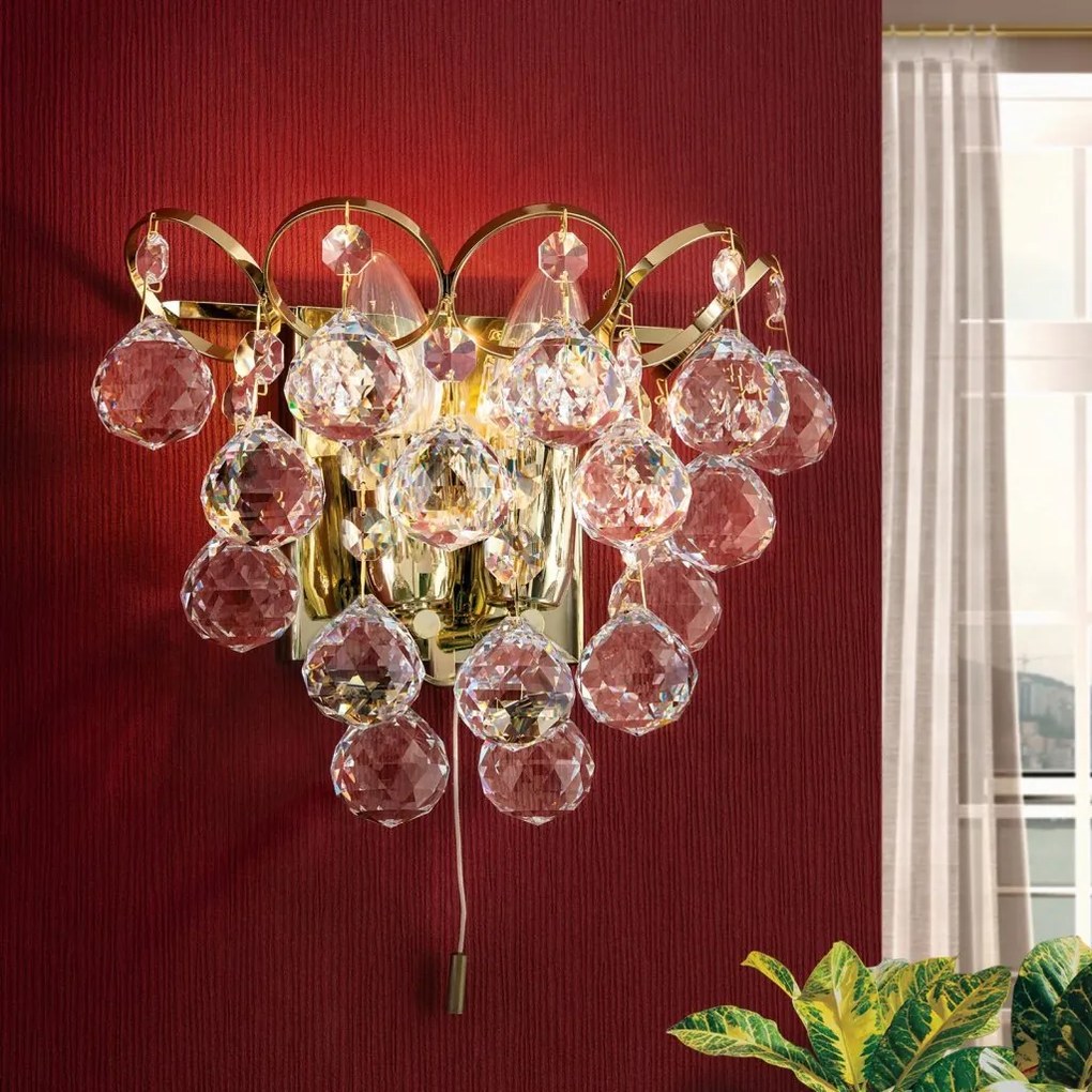 Aplica de perete cristal Asfour KRISTALL KLASSISCH auriu