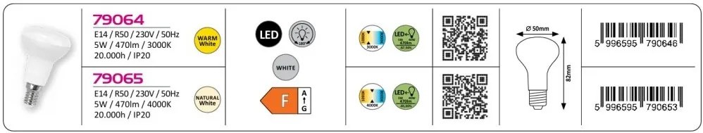 Bec E14 LED R50 5W 470lm 3000K