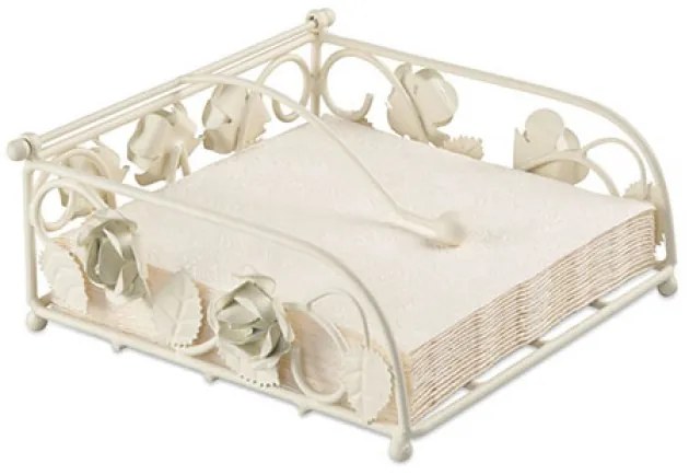 Suport sevetele Roses din metal, crem, 18x18x7 cm