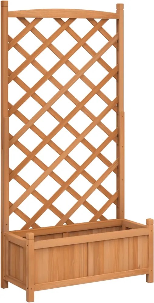vidaXL Jardinieră cu spalier, maro, lemn masiv de brad