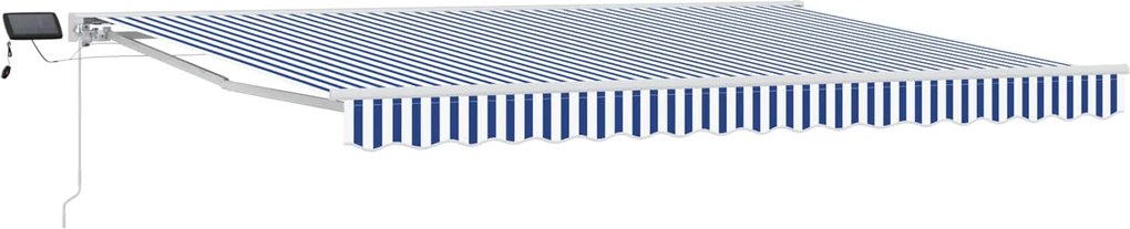 vidaXL Cadru manual de marchiză cu LED-uri Albastru și Alb 4,5 × 3,5 m