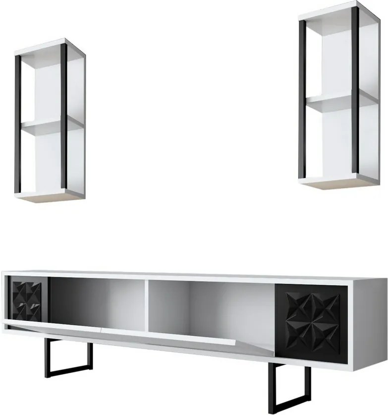 Măsuță TV cu rafturi Line White and Black
