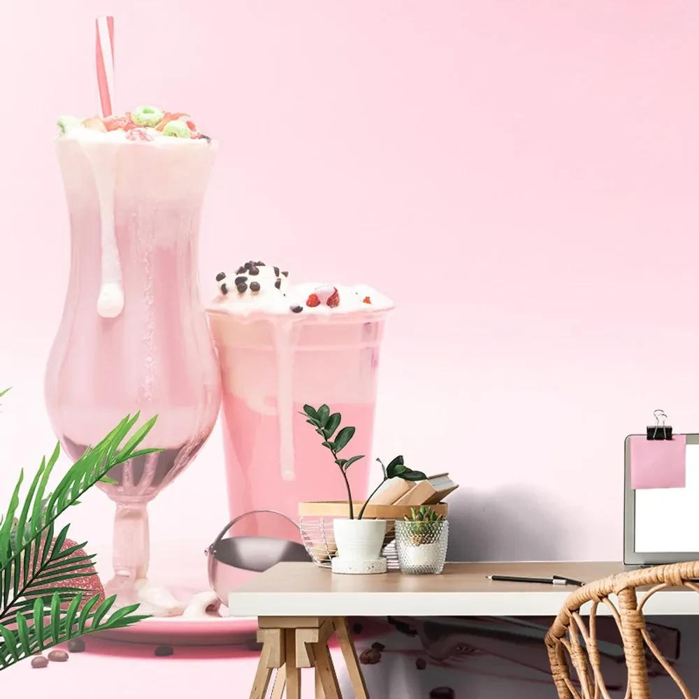 Fototapet cocktail de lapte roz