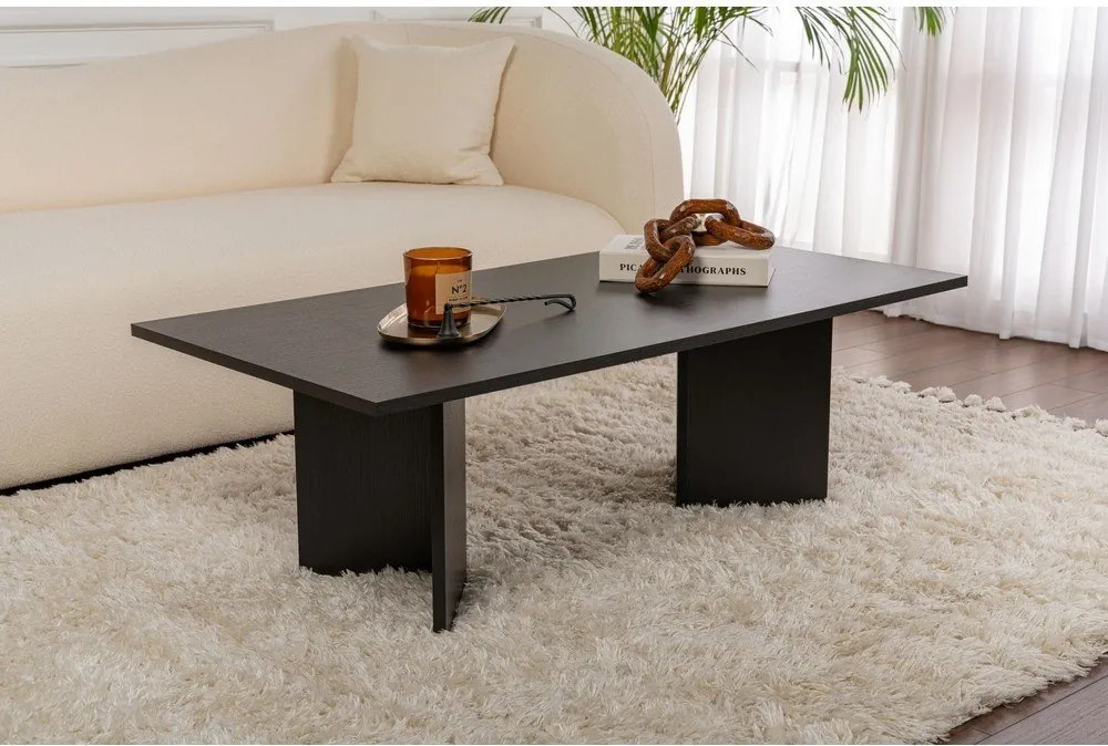 Măsuță de cafea neagră cu aspect mat 60x119 cm Sabin – Kalune Design