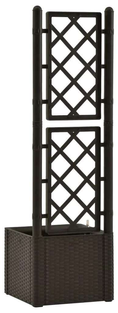Strat inaltat gradina cu spalier si sistem automat udare, maro 1, Mocca, 43 x 43 x 142 cm, 43 x 43 x 142 cm