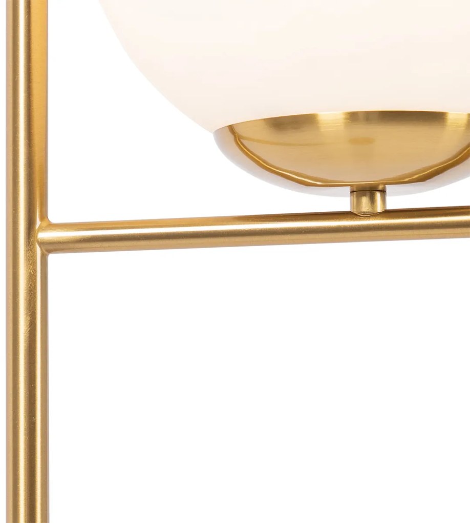 Lampa de podea Art Deco aurie cu sticlă opalescentă - Flore