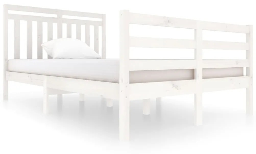 3100650 vidaXL Cadru de pat, alb, 120x200 cm, lemn masiv