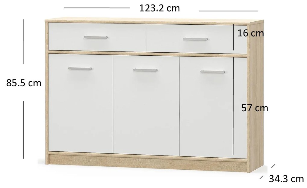 Comodă Terrell (Stejar sonoma + alb). 1053283