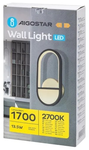 Aplică LED Aigostar LED/13,5W/230V 2700K negru/auriu