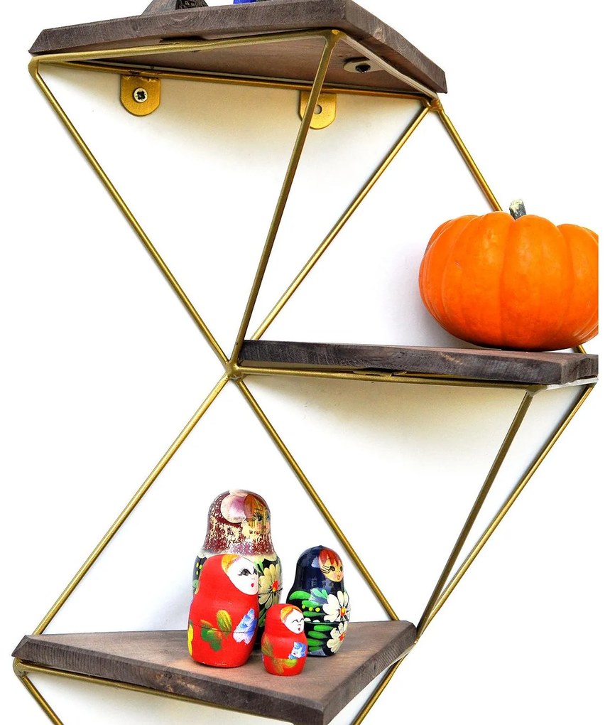 Raft de perete decorativ Duvelo 18 (nuc + auriu) . Promo -6%. 1093669