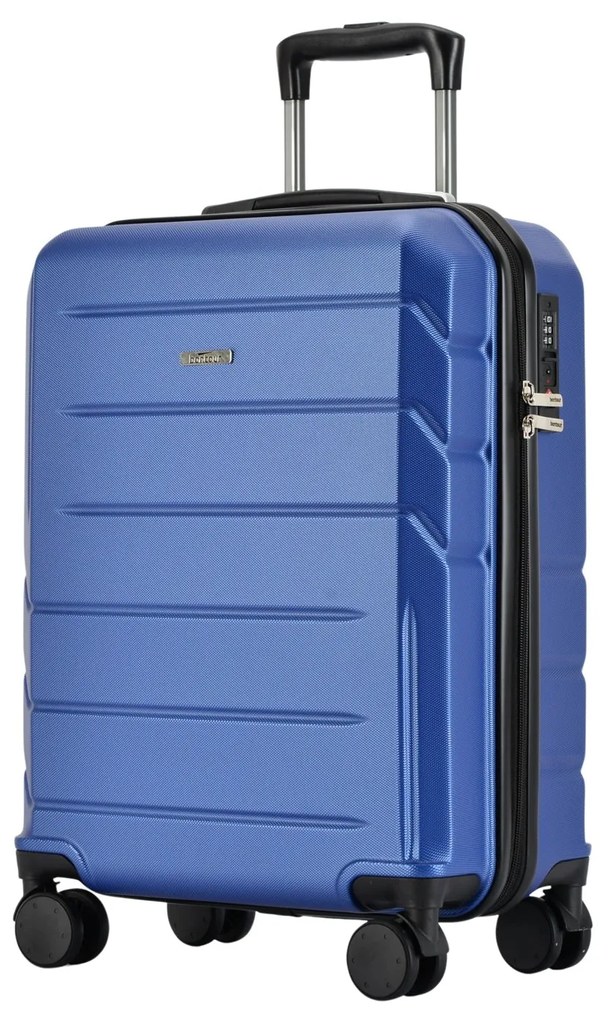 Valisă de cabină cu 4 roți Bontour „Spinner” cu încuietoare TSA, 55x40x20 cm, albastru