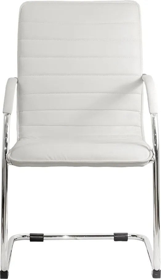 Scaun pentru așteptare alb OFF 835 din piele ecologică și cadru metalic cromat cu brațe