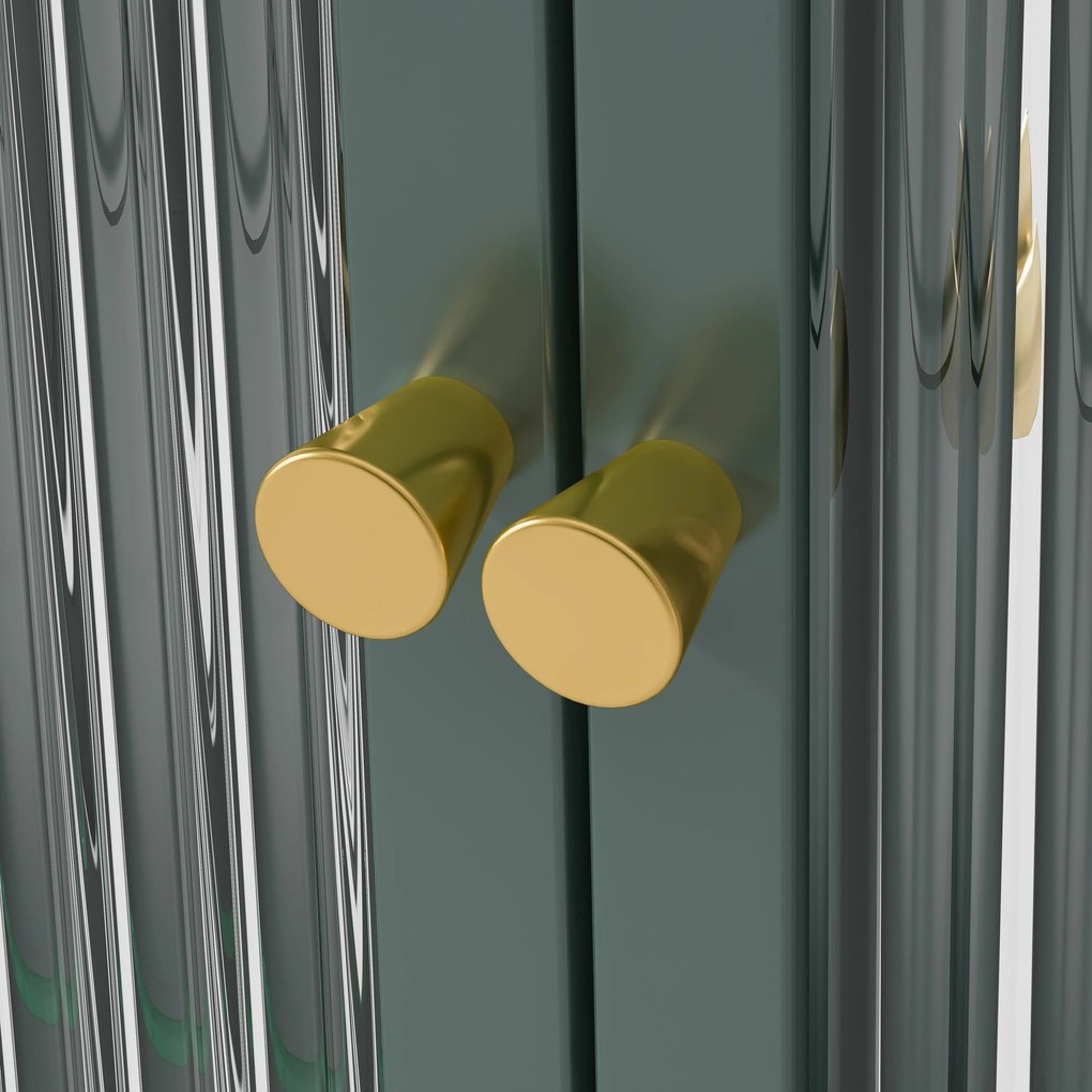 Dulap de Perete cu 3 Uși din Sticlă cu Design Curbat, Verde închis | Aosom Romania