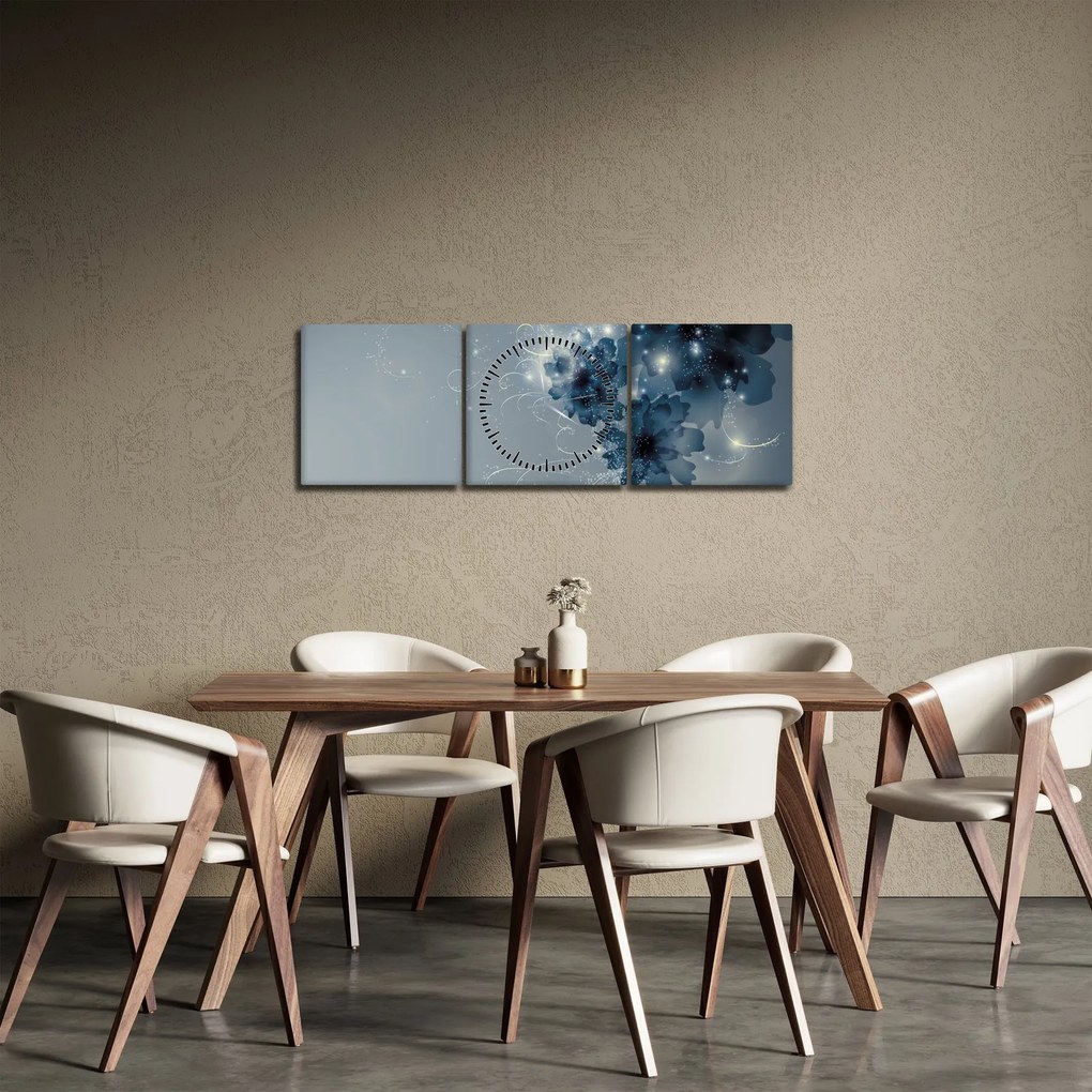 Tablou - Flori delicate (cu ceas) (90x30 cm)