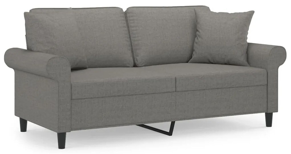 3153242 vidaXL Canapea cu 2 locuri cu perne&pernuțe gri închis 140 cm textil