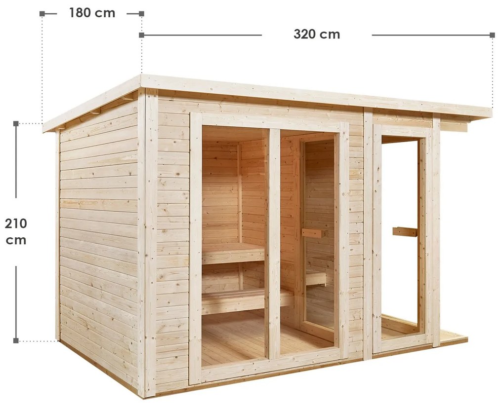 Vonkajšia sauna Varberg 320 x 180 cm