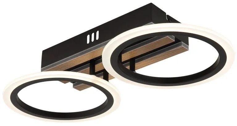 Plafoniera LED CCT BLEVINS riflaj MDF cu efect de lemn