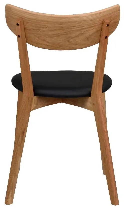 Scaun de dining din lemn de stejar cu șezut negru Rowico Ami, maro