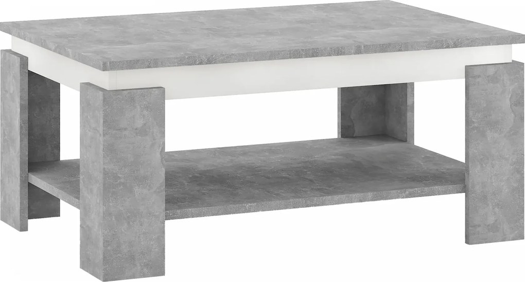 Masuta cafea PIANI, gri beton/alb, 90x60x41 cm